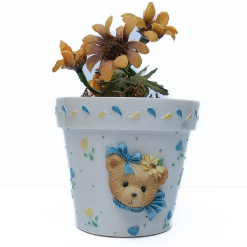 Cherished Teddies Sunflower flower pot #202983 vintage 1996